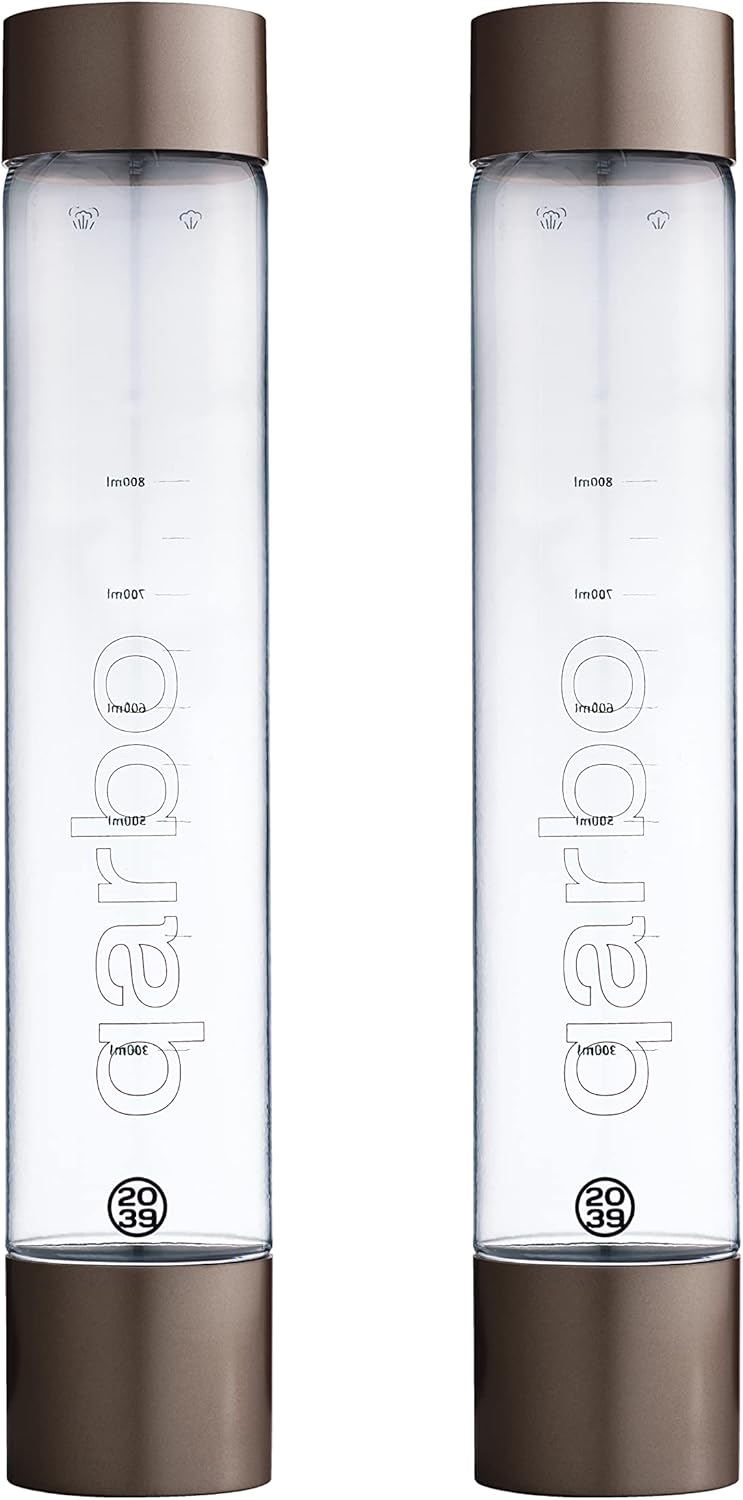 qarbo CLASSIC 1L Water Bottles for Sparkling Water Maker and Fruit Infuser - Set of 2 (Dark Bronze)